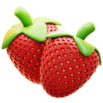 two strawberries on a white background