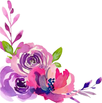 a watercolor painting of pink and purple flowers
