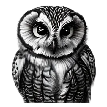 a black and white drawing of an owl