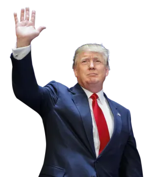 a man in a suit and tie waving