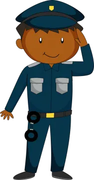 a cartoon police officer talking on the phone