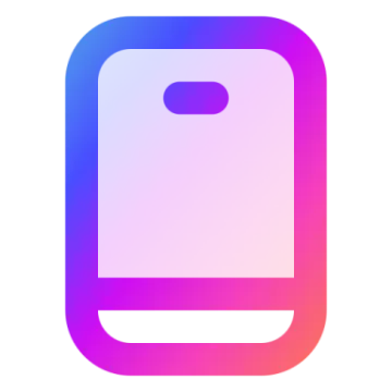 a square icon with a pink and blue gradient