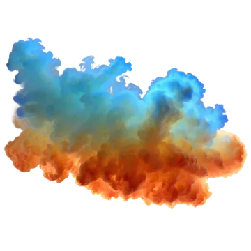 a blue and orange cloud of smoke