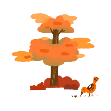 a bird is standing next to a tree
