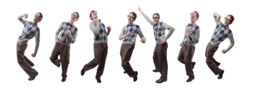 a group of people jumping in the air