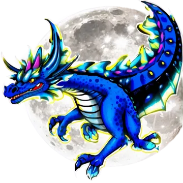 a blue dragon flying in front of a full moon