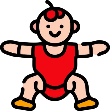 a little boy in a red shirt and yellow shoes