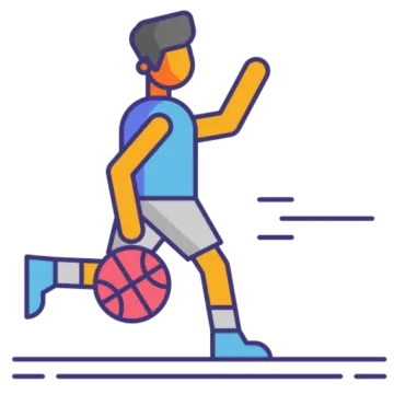 a man running with a basketball ball