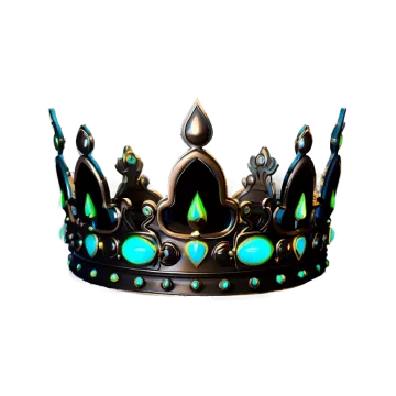 a black crown with green and blue jewels
