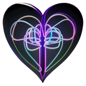 a heart shaped neon sign on a white background