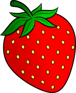 a red strawberry with yellow dots on it