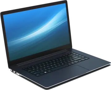 the laptop is open on a white background