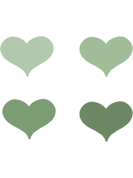 a set of green heart shapes