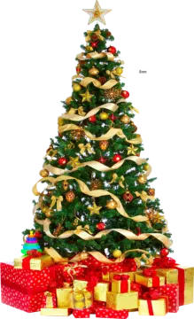 a christmas tree with presents around it