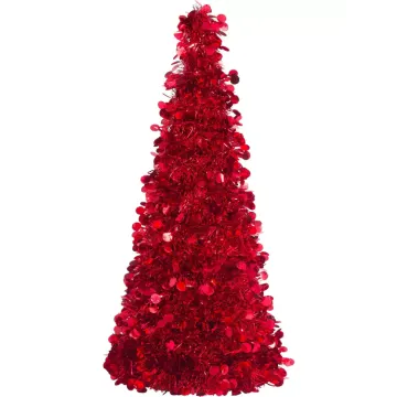 a red christmas tree on a white background