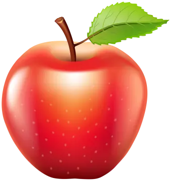 an apple with a leaf on it
