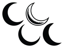 a black and white image of three crescents