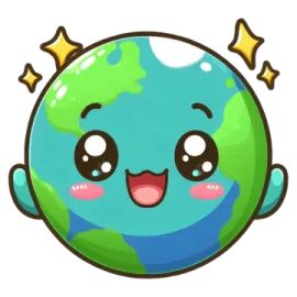 a cartoon earth with a smile on its face