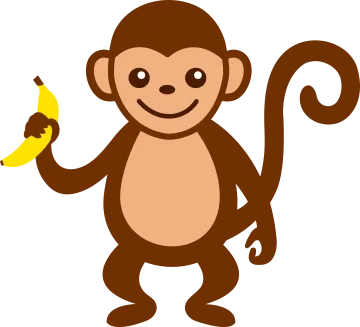 a cartoon monkey holding a banana
