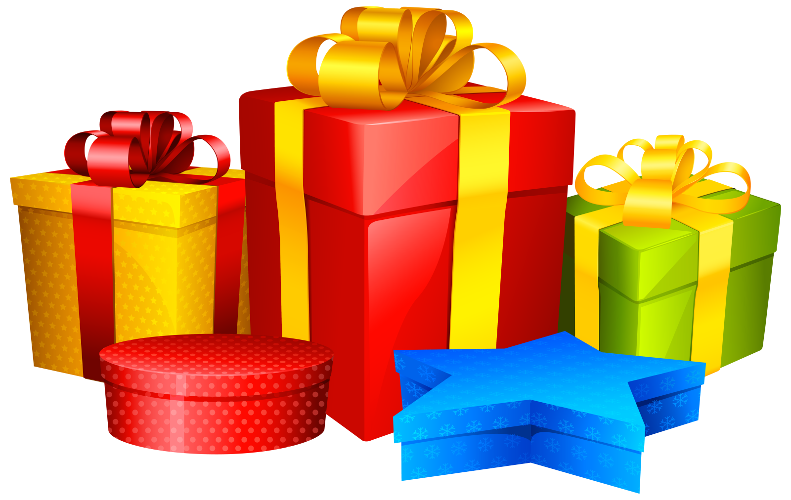 a pile of colorful gift boxes with bows