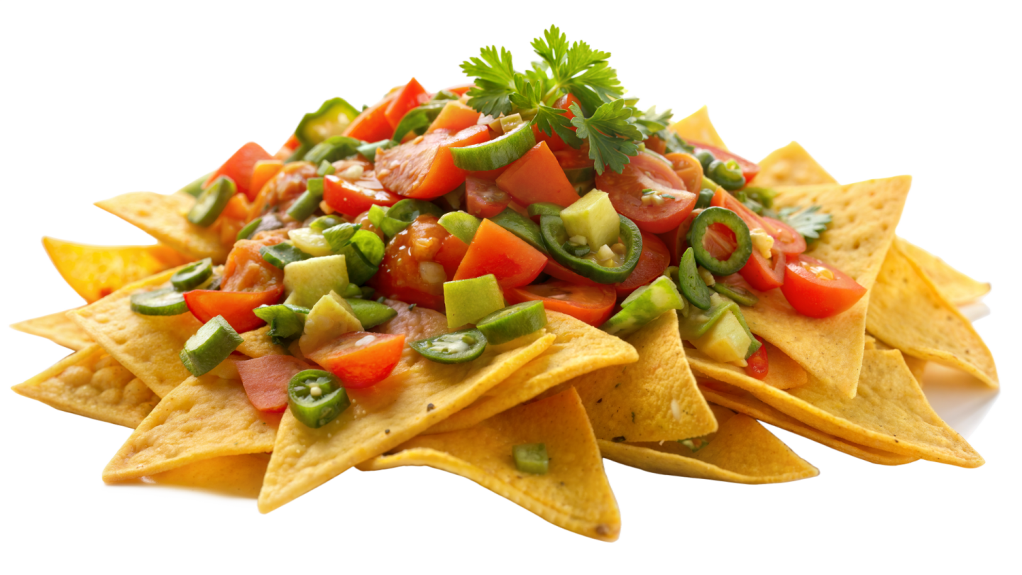 a close up of a plate of nachos