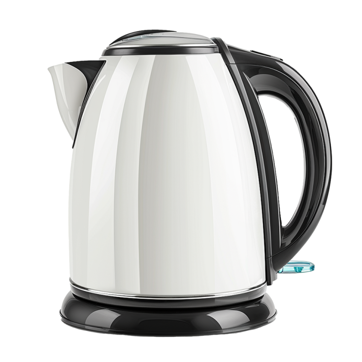 a black and white electric kettle on a white background
