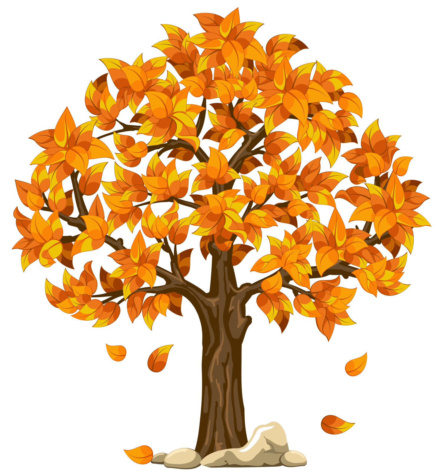 a tree with orange leaves on it