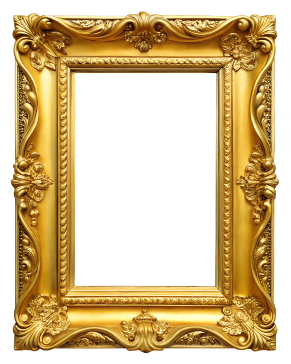 a gold frame on a white background