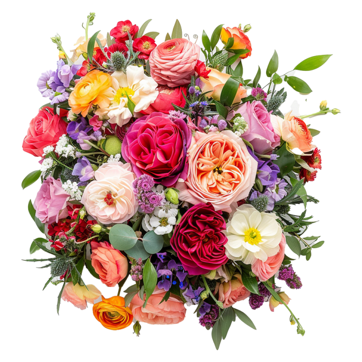 a bouquet of flowers on a white background