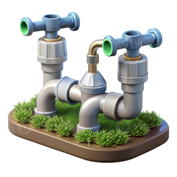 a pair of water pipes with green plants