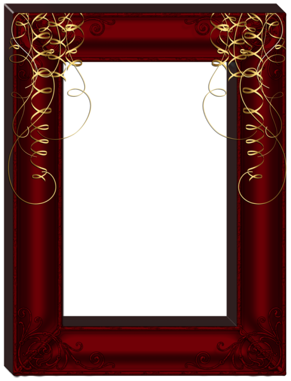 a red frame with gold swirls on it