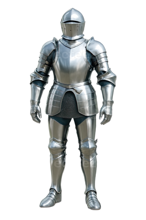 a knight in full armor on a white background