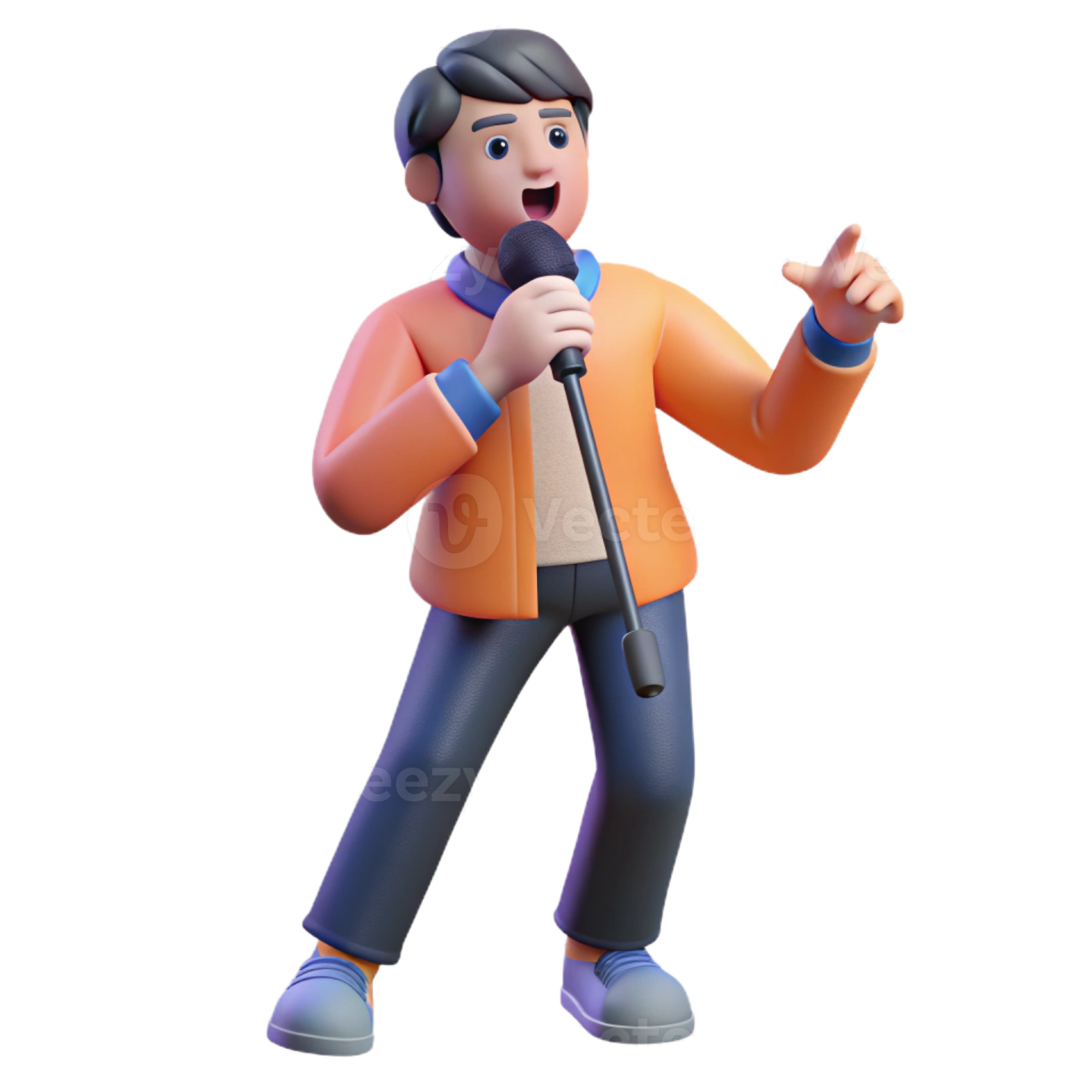 a cartoon character singing into a microphone