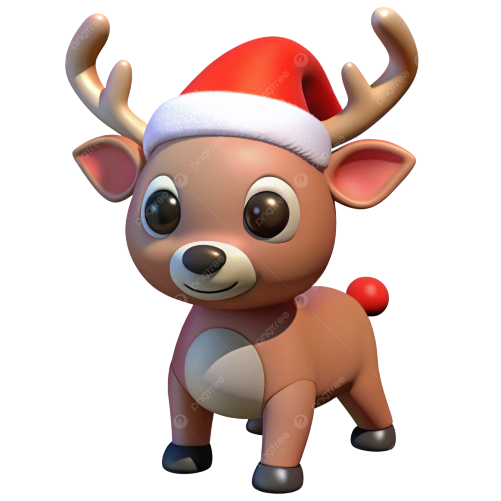 a cute reindeer wearing a santa hat