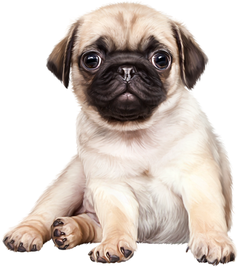 a small dog with big eyes laying down