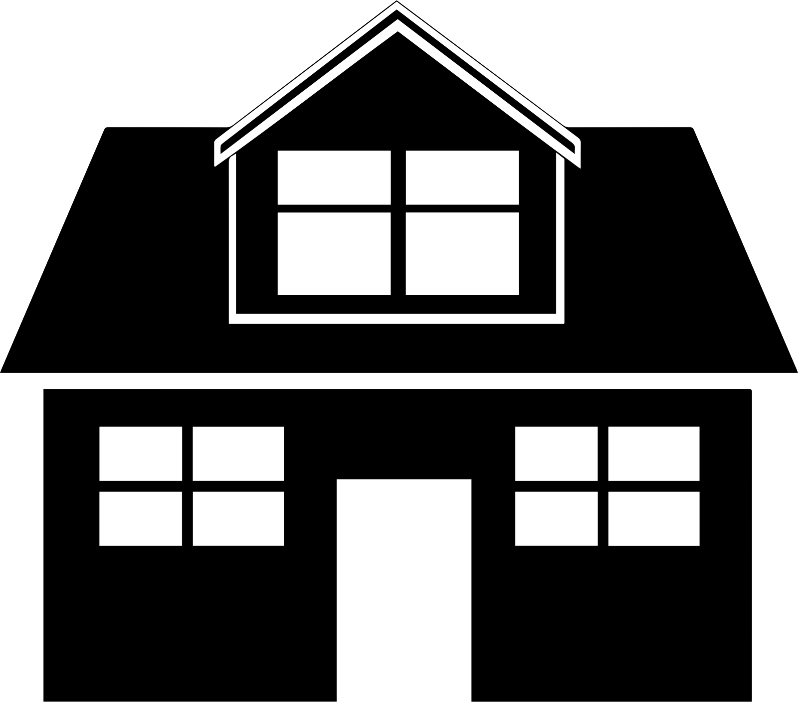 a black and white silhouette of a house