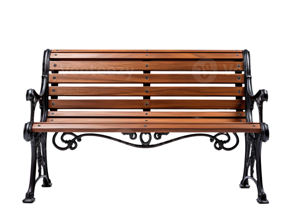 a wooden bench on a white background