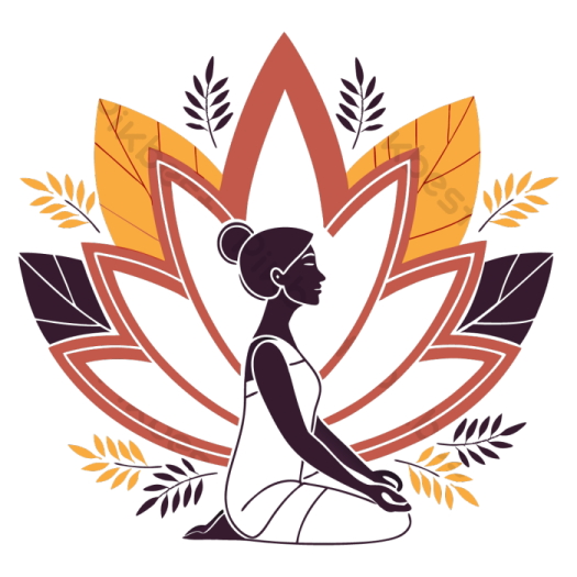 a woman doing yoga in front of an autumn leaf