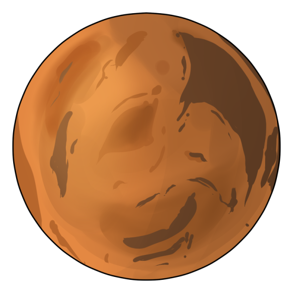 an orange planet with a smiling face