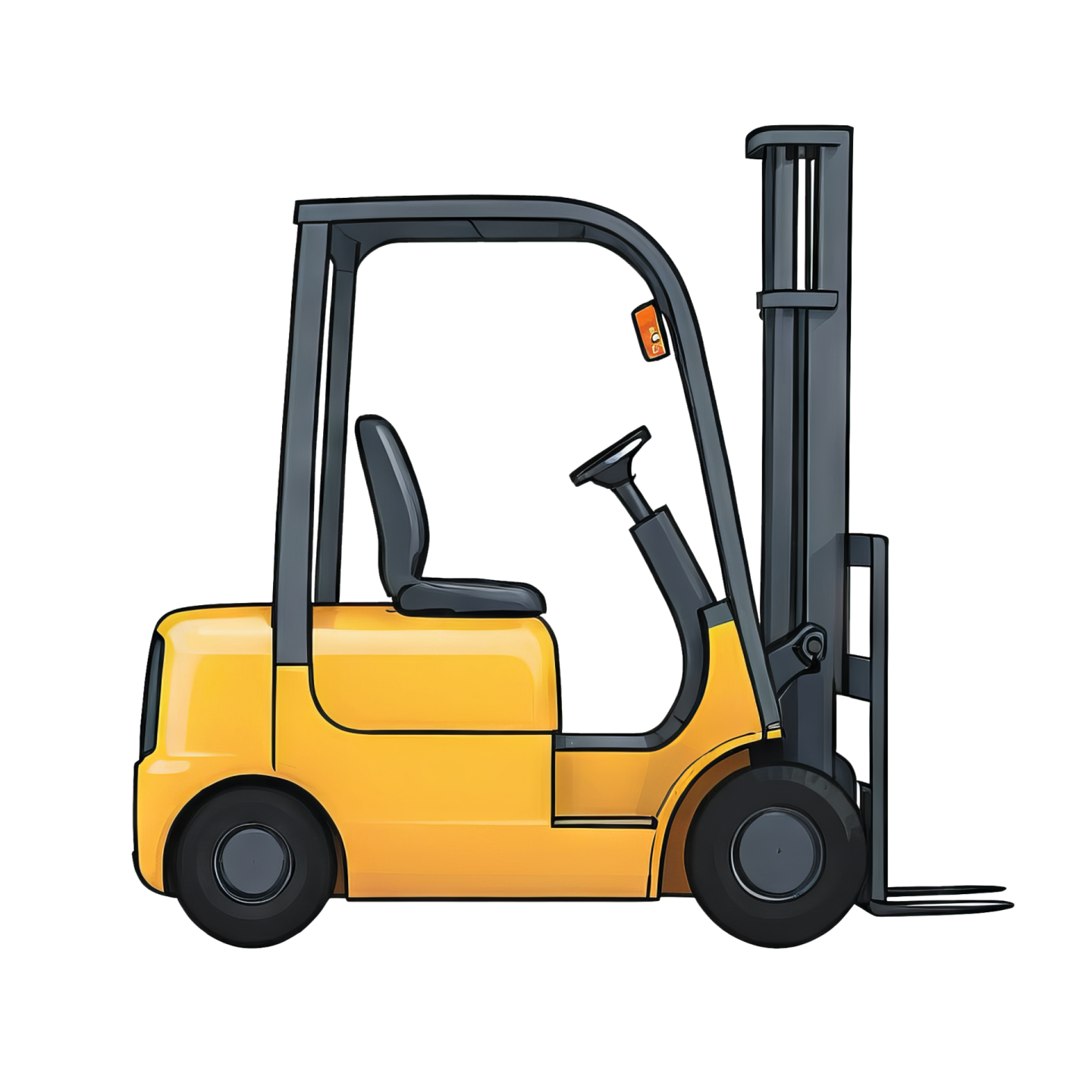 a yellow fork truck on a white background