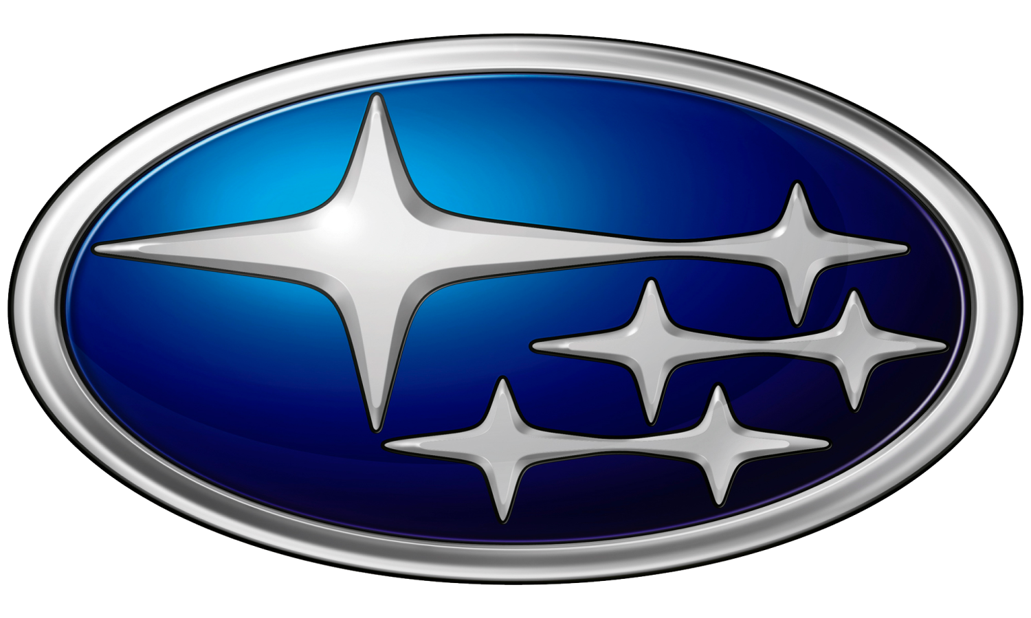 a blue and silver car emblem on a white background