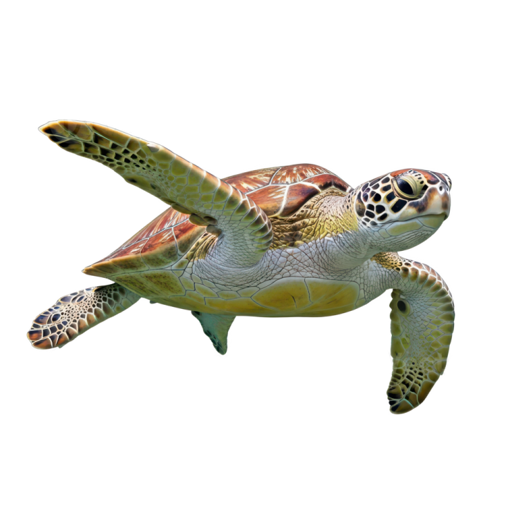 a green sea turtle swimming in the ocean