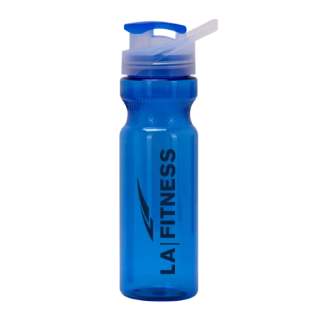 a blue water bottle with a plastic lid