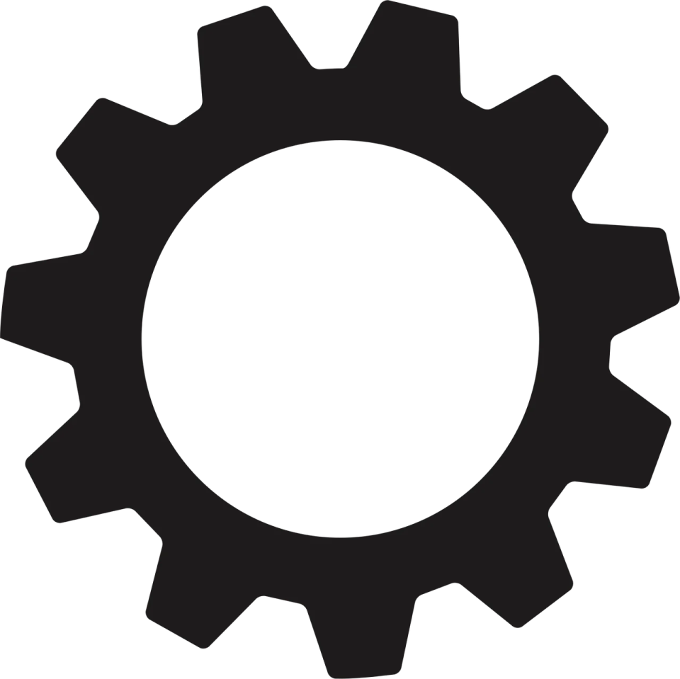 a black and white image of a gear wheel