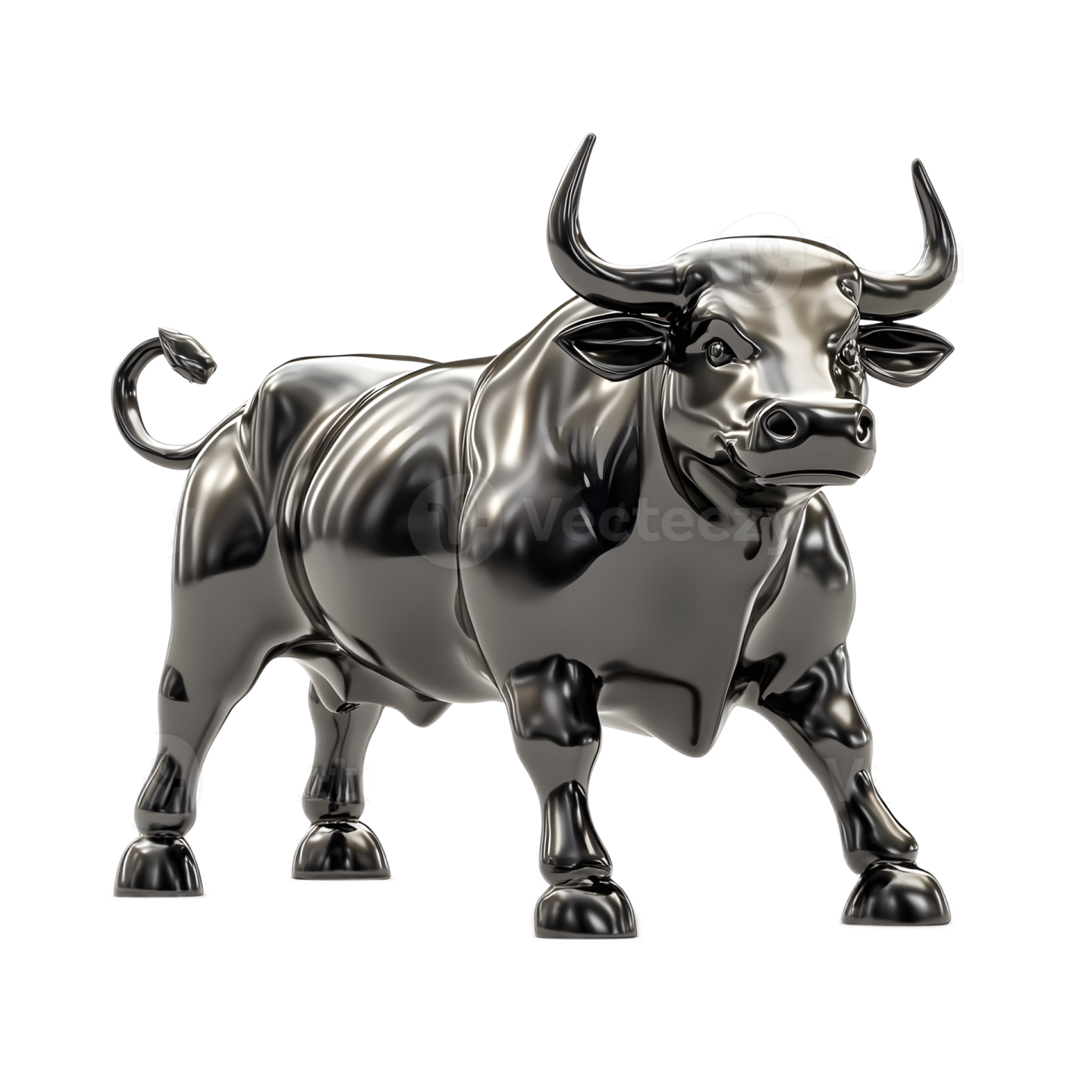 a black bull statue on a white background