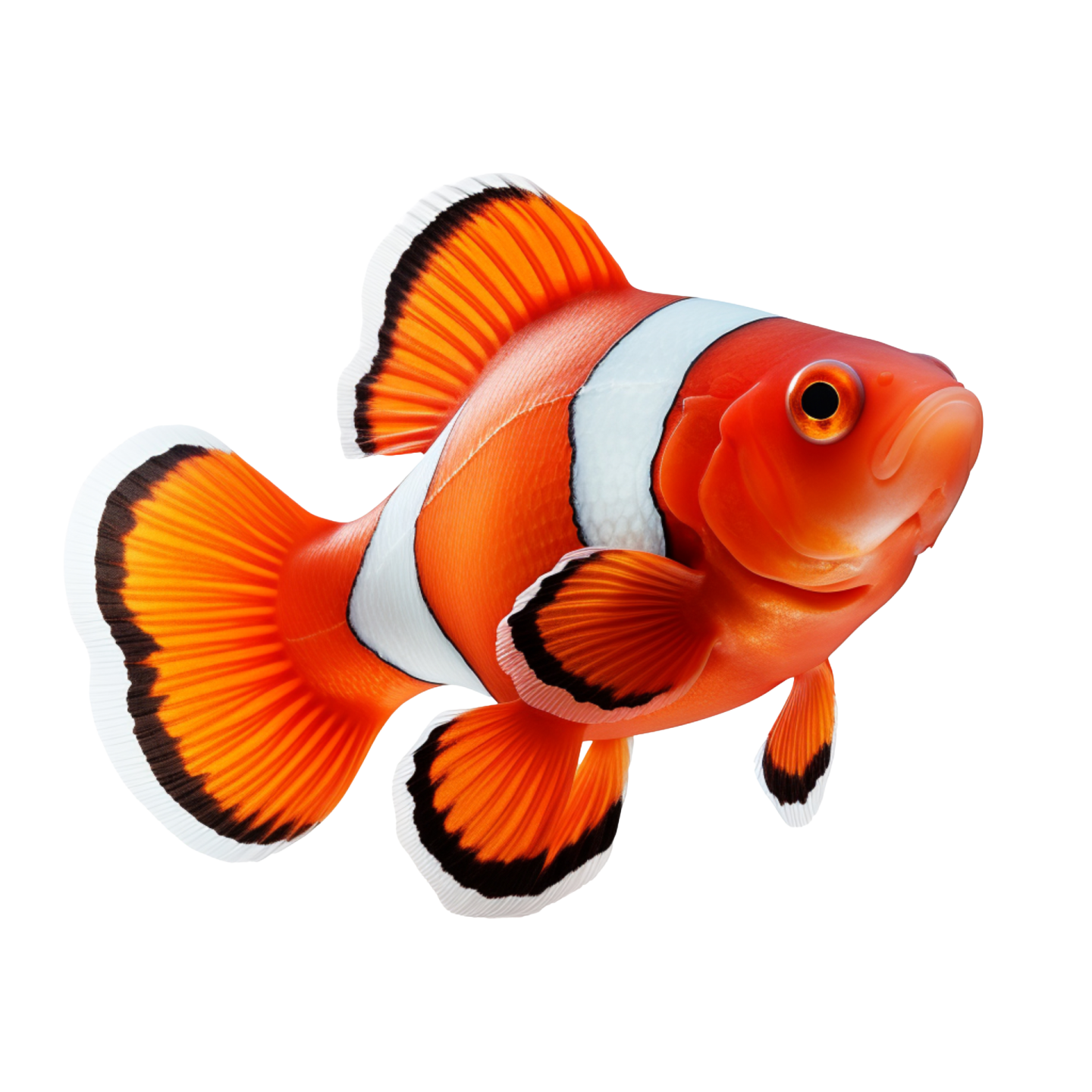 an orange and white fish on a white background