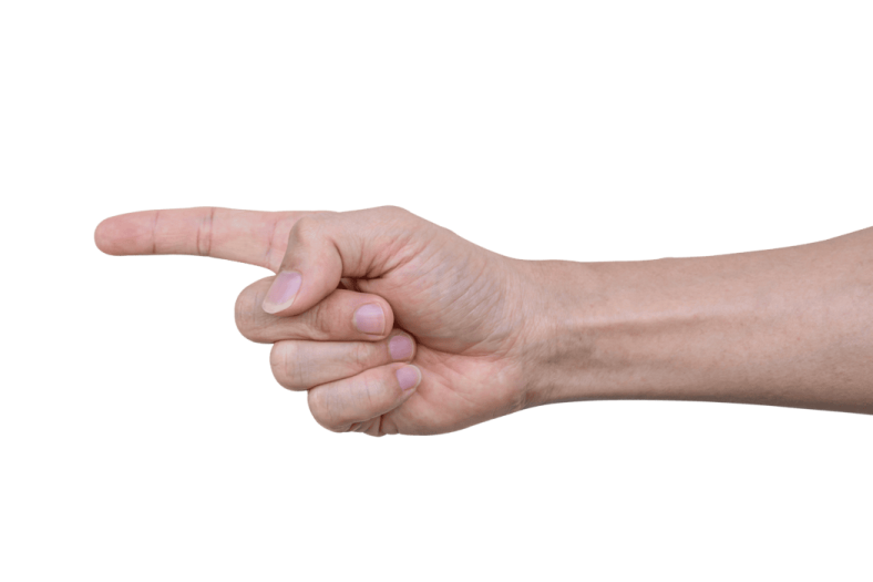 a person's hand pointing at something