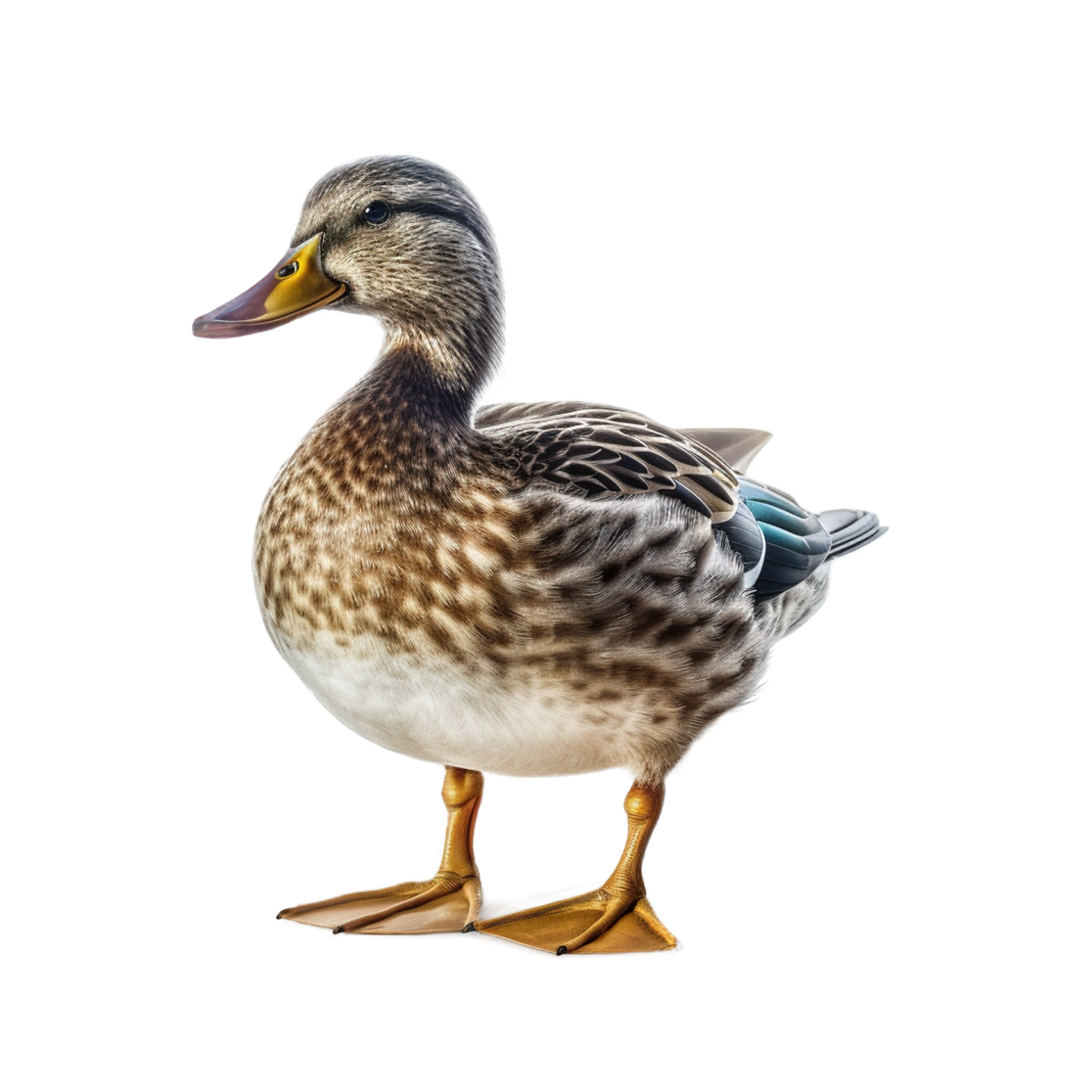 a close up of a duck on a white background