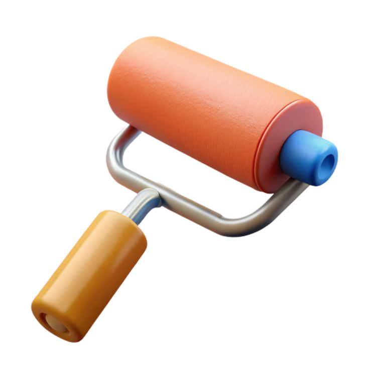 an orange roller with a blue handle