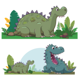 two dinosaurs in the jungle